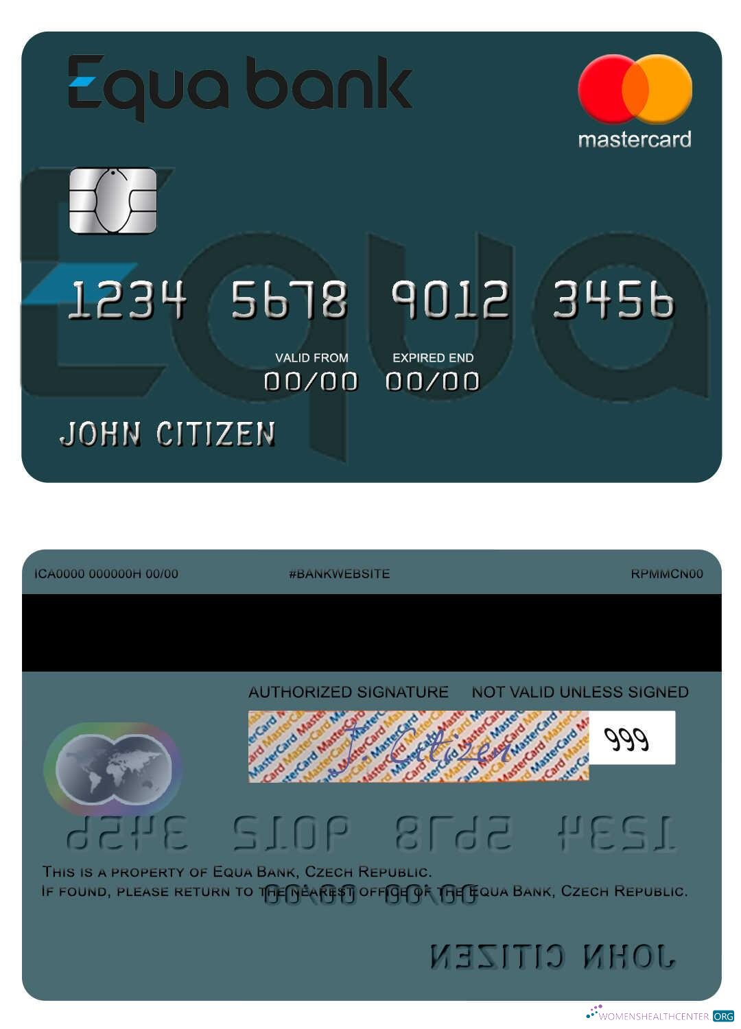 Download Czech Equa Bank mastercard Photoshop template